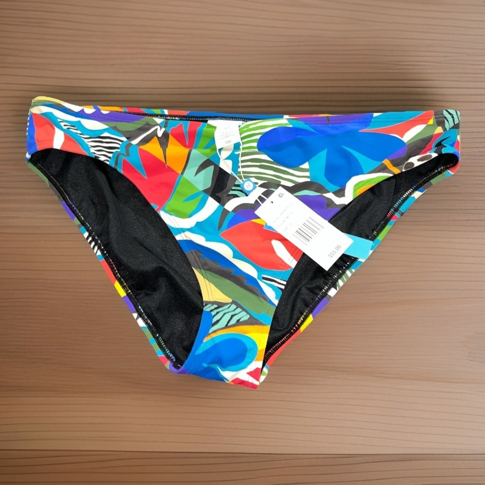 Bleu Rod Beattie Womens Binkini Bottom Swimsuit Black Floral Size 14 large New!